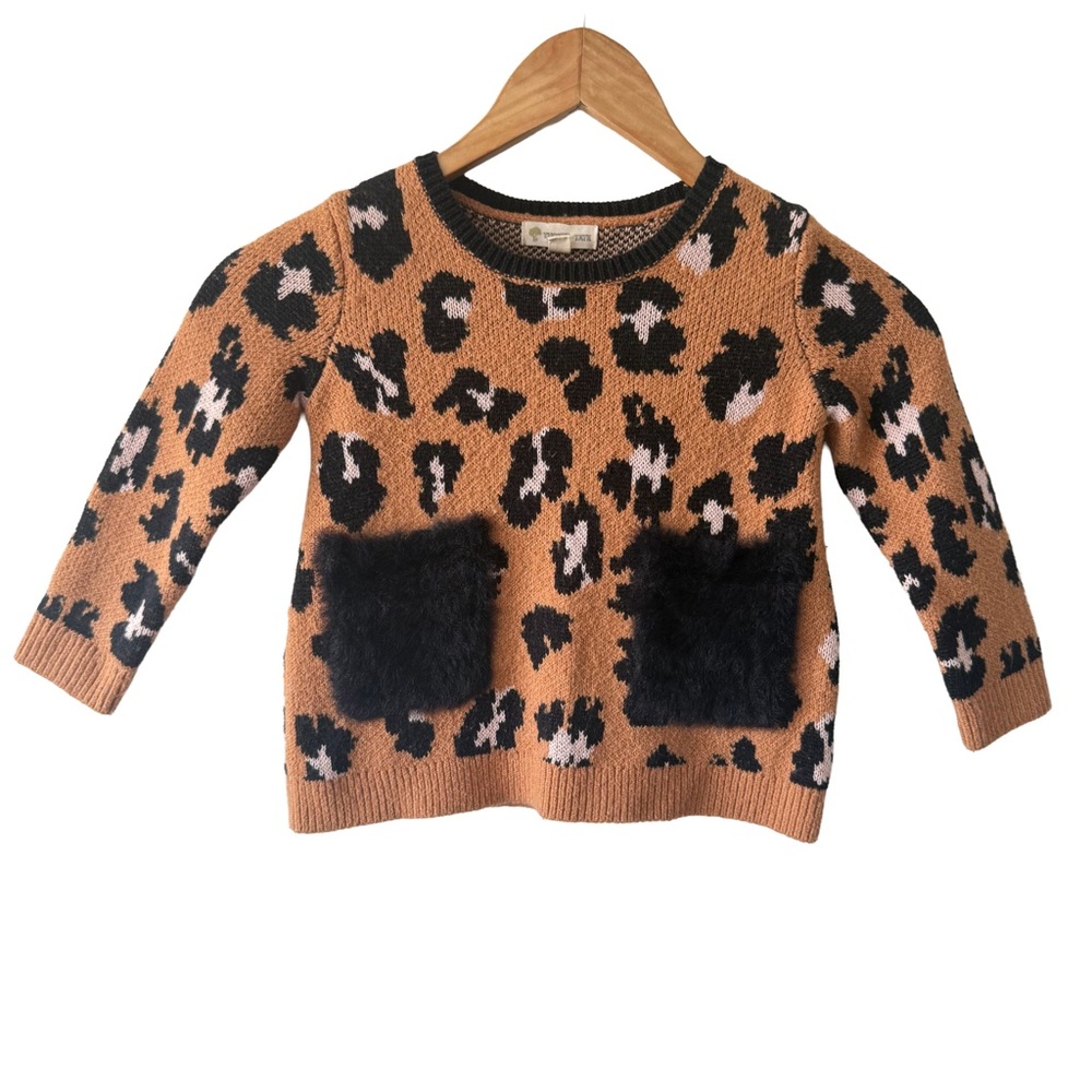 Tucker + Tate Leopard Print Tunic Sweater Fuzzy Pockets 2T